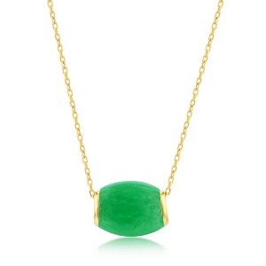 Classic Gold 14K Yellow Gold, Oval Bead Slide 18"  Pendant Necklace  - Jade - Green - 1 of 2