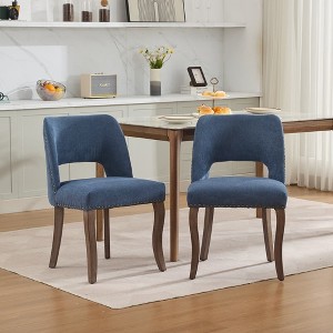 Sapphtopaz Modern Simple Wooden Dining Chairs Set of 2,  Upholstered Farmhouse Kitchen Chairs with Curved Back for Dining Room, Kitchen - 1 of 4