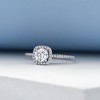 Pompeii3 1 Ct Cushion Halo Diamond & Moissanite Engagement Ring 14k White Gold Lab Created - image 3 of 4