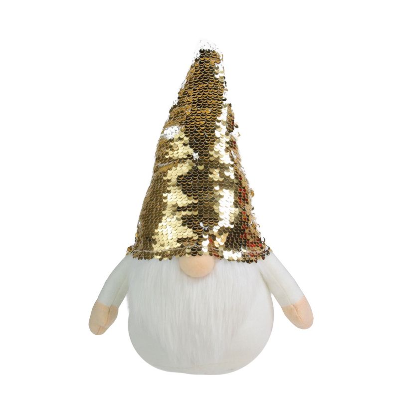 Northlight 12" Gnome with Gold and White Flip Sequin Hat Christmas Decoration, 1 of 7