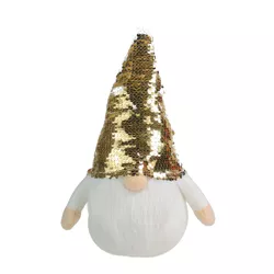 Northlight 12" Gnome with Gold and White Flip Sequin Hat Christmas Decoration