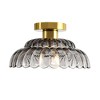 Rennnsan Sydney 11.8 in. 1-Light Modern Gold Dome Semi-Flush Mount Light with Textured Smoky Gray Glass - 4 of 4