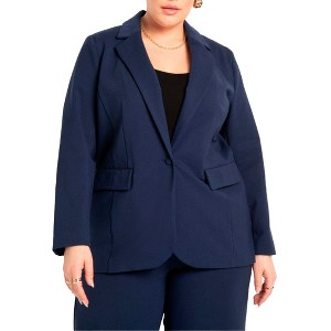 ELOQUII Women's Plus Size The Ultimate Stretch Long One Button Blazer - 1 of 4