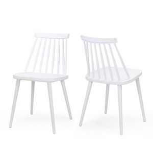 VYNXARIA Farmhouse Spindle Back Dining Chairs, Set of 2, White - 1 of 4