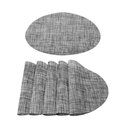 6 Pcs 18" x 12" Vinyl Washable Heat-resistant Cross Woven Non-slip Placemat Gray - PiccoCasa