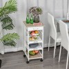 HOMCOM Mobile Rolling Kitchen Island Trolley Serving Cart with Underneath Drawer & Slide-Out Wire Storage Basket - 2 of 4