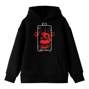 Five Nights At Freddy's Red Freddy Crew Neck Long Sleeve Black Youth Hooded Sweatshirt