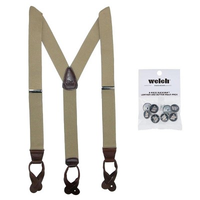 CTM Men's Elastic Button End Dress Suspender with Bachelor Buttons