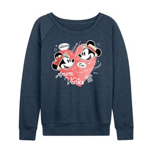 Women's - Disney - Mickey & Friends Lightweight French Terry Wide Neck Long Sleeve Shirt - 1 of 4