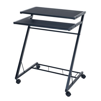 Hastings Home Portable Desk – Rolling Laptop Cart with Casters, Black