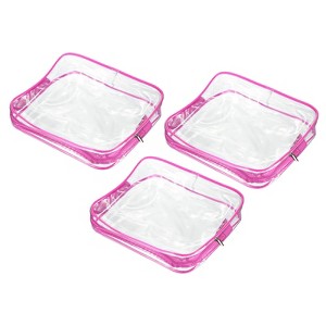 Unique Bargains PVC Clear Toiletry Bag Cosmetic Pouch with Zipper for Business Travel Home 3 Pcs - 1 of 4