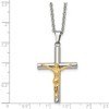 Black Bow Jewelry Stainless Steel Gold Tone Plated Crucifix Tube Cross Necklace, 20 Inch - 4 of 4