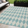 Teal Blue And Ivory Geometric Washable Indoor Outdoor Area Rug - 2 of 4