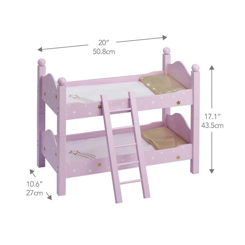 Olivia&#39;s Little World 18&#34; Doll Wooden Convertible Bunk Bed with Ladder Pink, 5 of 11