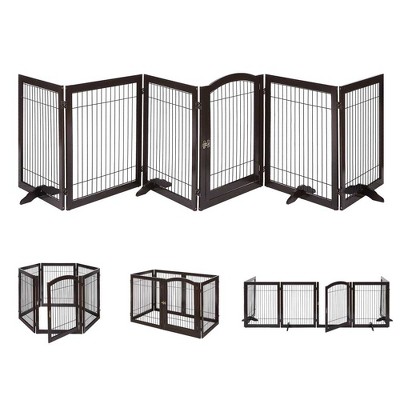 unipaws Wood and Wire Pet Playpen with 4 Support Feet