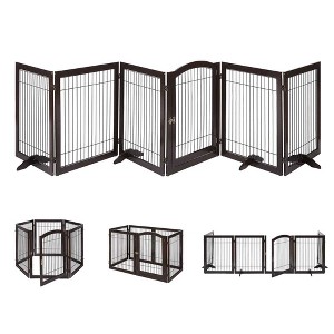 unipaws Wood and Wire Pet Playpen with 4 Support Feet - 1 of 4