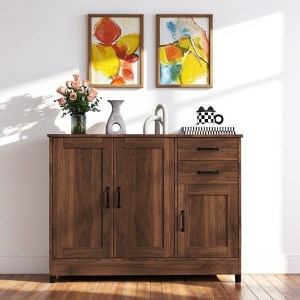 Modern Wood Buffet Sideboard with 2 Doors, 1 Storage Shelf & 2 Drawers,Dining Room Console, Entryway Serving Storage Cabinet, Credenzas for Home - 1 of 4