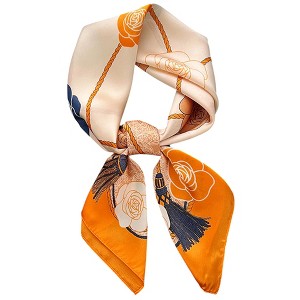Anna-Kaci Silky Square Scarf with Floral and Rope Print for Neck Hair or Bag Styling - 1 of 4