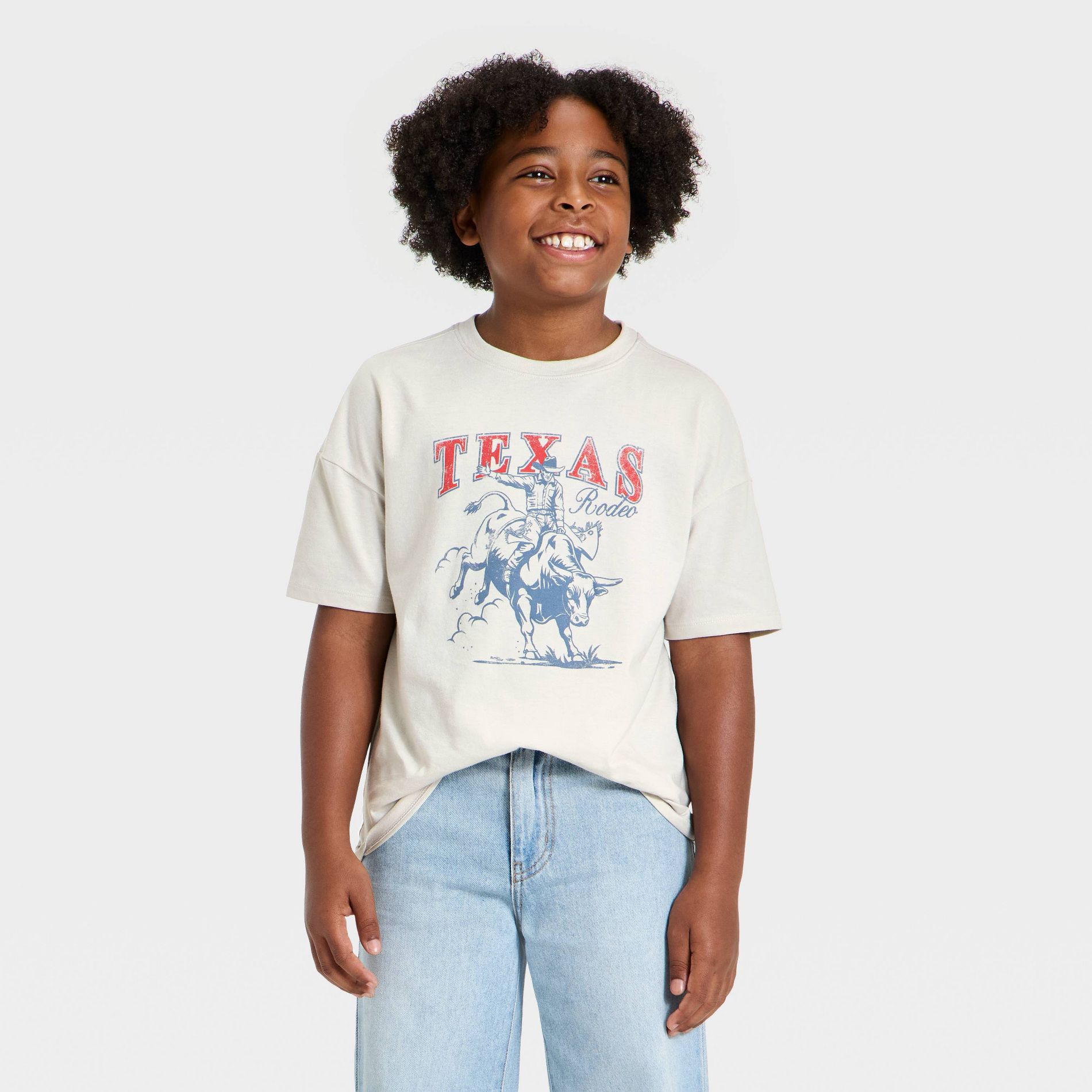 Boys' Texas Rodeo Short Sleeve Oversized Graphic T-Shirt - Cat & Jack™ Gray