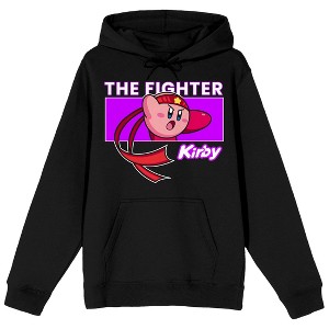 Kirby The Fighter Long Sleeve Adult Black Hooded Sweatshirt - 1 of 3