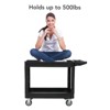 Service Cart, 500 LBS Heavy Duty 2-Shelf Rolling Utility Cart - 45''X25'' Trays, Non-Marking Wheels (Warehouse/Garage/Cleaning) - 3 of 4
