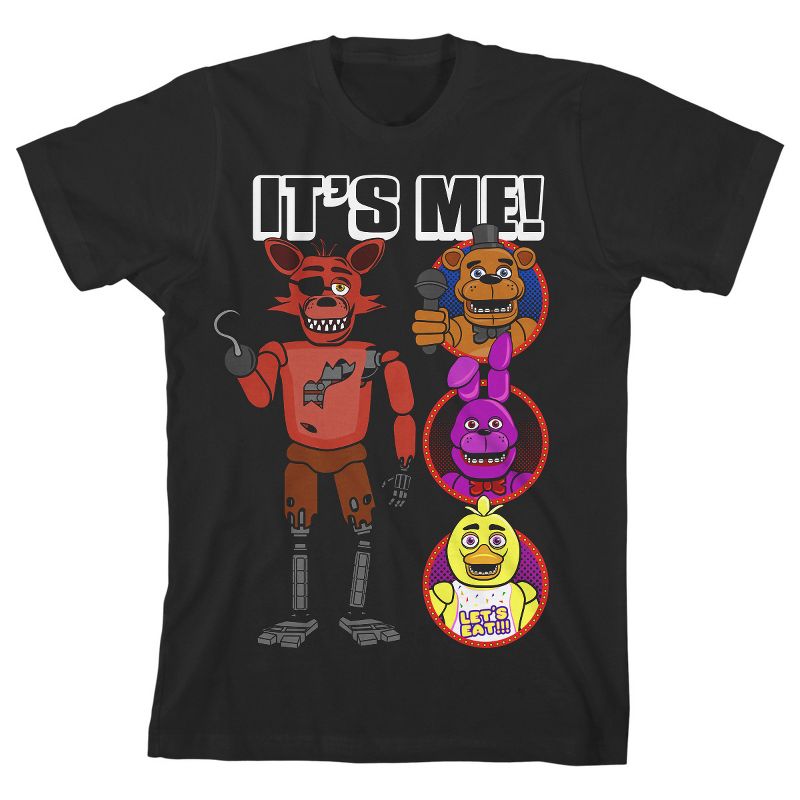 Five Nights at Freddy's It's Me Foxy and Friends Boy's Black T-shirt, 1 of 4