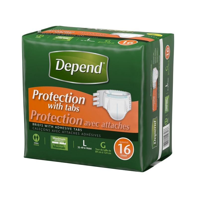 Depend Disposable Diaper Brief, Maximum, 2 of 7