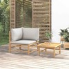 vidaXL Patio Furniture Set 2-Piece Lounge Set - Bamboo, Light Gray Cushions, Coffee Table - Outdoor/Garden/Patio/Deck - 25.6"x21.7"x11.8" - 2 of 4