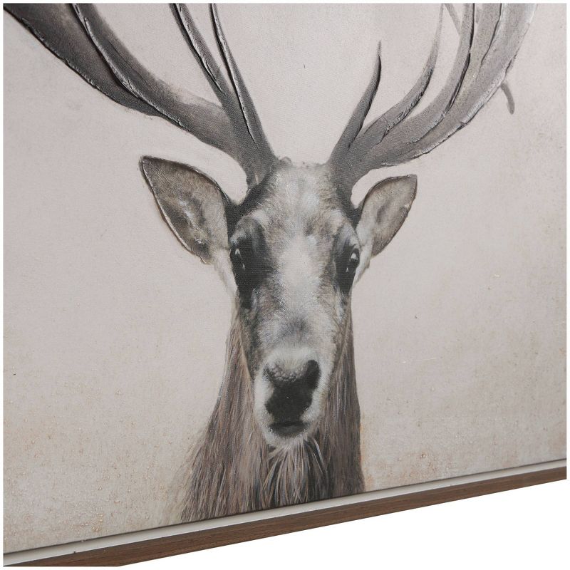 30&#34;x40&#34; Canvas Deer Gazing Framed Wall Art with Wood Frame Brown - Olivia &#38; May, 3 of 9