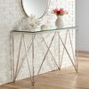 55 Downing Street Modern Chrome Stainless Steel Rectangular Console Table 47 1/4" x 15 3/4" Silver Glass Tabletop for Living Room Bedroom Bedside Home - 2 of 4