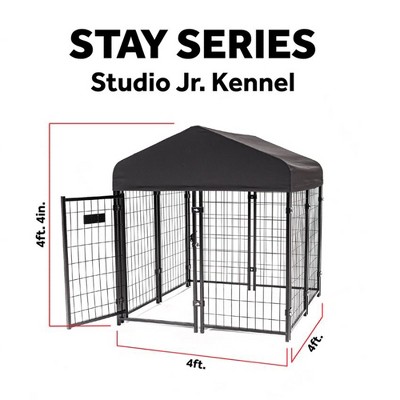 Gray Steel Frame Dog Kennel with Waterproof Canopy Roof