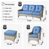 XIZZI 5 Pieces Wicker Furniture, Outside Conversation Set, 3-Seat Sofa with Cushion, High Back Rattan Chairs and Ottomans for Garden Backyard - 4 of 4