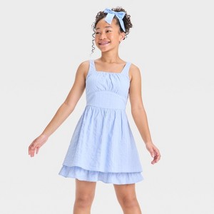 Girls' Ruched Fit & Flare Empire Waist Mini Dress - art class™ - 1 of 3