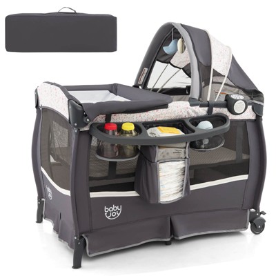 Infans 4 in 1 Portable Pack & Play Foldable Baby Bassinet with Mattress Carrying Bag