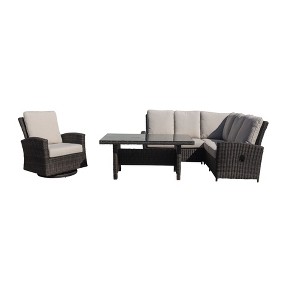 Courtyard Casual Cheshire 5 pc Chow Dining Recline Sectional Set with Swivel Glider - 1 of 4