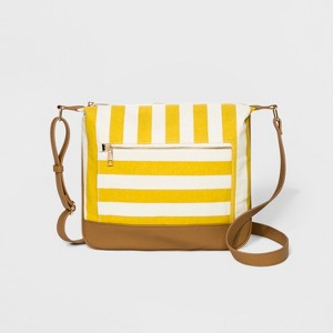 Striped Canvas Messenger Bag - A New Day Yellow, Women