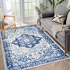 Washable Vintage Printed Rug Non Slip Low Pile Rug Soft Throw Floor Cover Foldable Indoor Carpet for Living Room Bedroom Playroom Nursery - 3 of 4