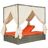 Outdoor Patio Rattan Canopy Daybed Sunbed with Curtain and Adjustable Seat - 3 of 4