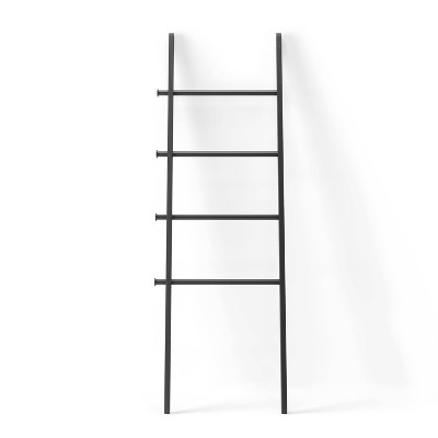 Leana Black Wood and Steel Towel Stand