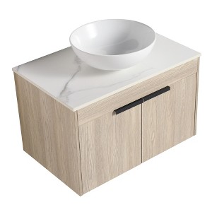 SEVOBAL Bathroom Vanities 42 Inch Modern Design Float Bathroom Vanity With Ceramic Art Sink Door for Bathroom, White, 41.5"*18.9"*23.8" - 1 of 4