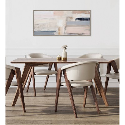 Gray and Beige Abstract Canvas Print with Rustic Frame, 18" x 40"