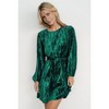 Women's Velvet Dress Fall Fashion Lantern Sleeve High Waist A-Line Skater Cocktail Party Dresses with Belt - 2 of 4