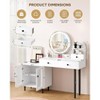 Vanity Desk with Round LED Mirror, Modern Makeup Vanity with Power Outlet, LED Touch Screen 3 Lighting Modes, Adjustable Brightness, 3 Drawers- White - 2 of 4