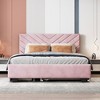 Queen Size Wooden Upholstered Platform Bed Frame with Twin XL Pullout Trundle Bed, and Two Drawers 4Q -ModernLuxe - 2 of 4