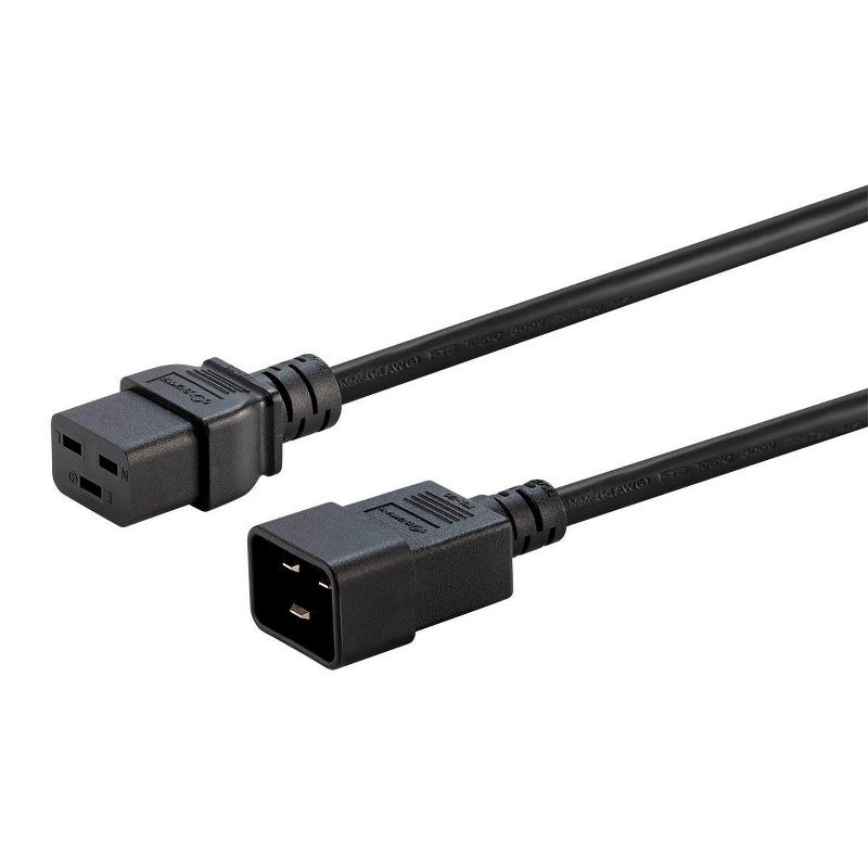 Monoprice Heavy Duty Extension Cord - 8 Feet - Black | IEC 60320 C20 to IEC 60320 C19, For Powering Servers, Routers, & other High-Output Network, 2 of 7