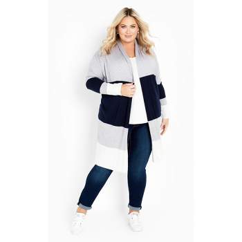 Women's Plus Size Keelyn Colorblock Cardigan - navy | AVENUE