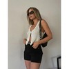 Womens Summer Vest Tank Top Knit Sweater Sleevless Cardigan Hook U Ncek Rib Crochet Cropped Front - 2 of 3