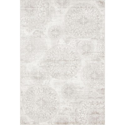 Reversible Easy-Care Gray and White Synthetic Area Rug 6'1" x 9'