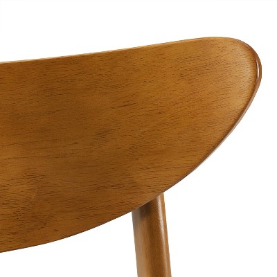 Set of 2 Acorn Wood Dining Chairs with Gray Upholstered Seat