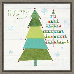 Amanti Art Christmas Patchwork I (Tree) by Courtney Prahl Canvas Wall Art Print Framed 16 x 16-in. - 1 of 4